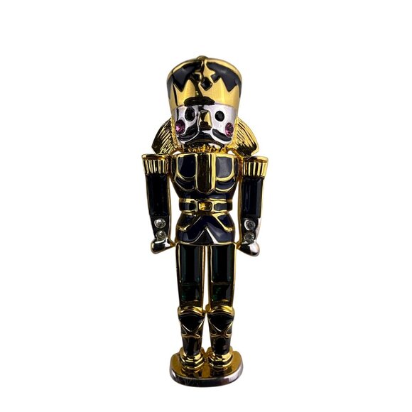 Monet Gold Tone Enameled Nutcracker Pin Brooch For Women Christmas Holiday - Picture 1 of 5